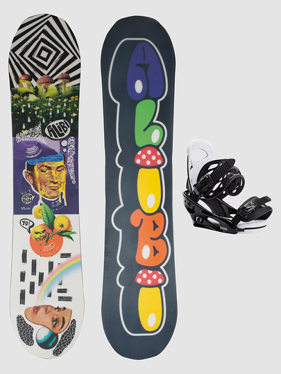 Alibi Snowboards Brain Rain 130 + Burton Smalls 2023 Snowboard Set valkoinen